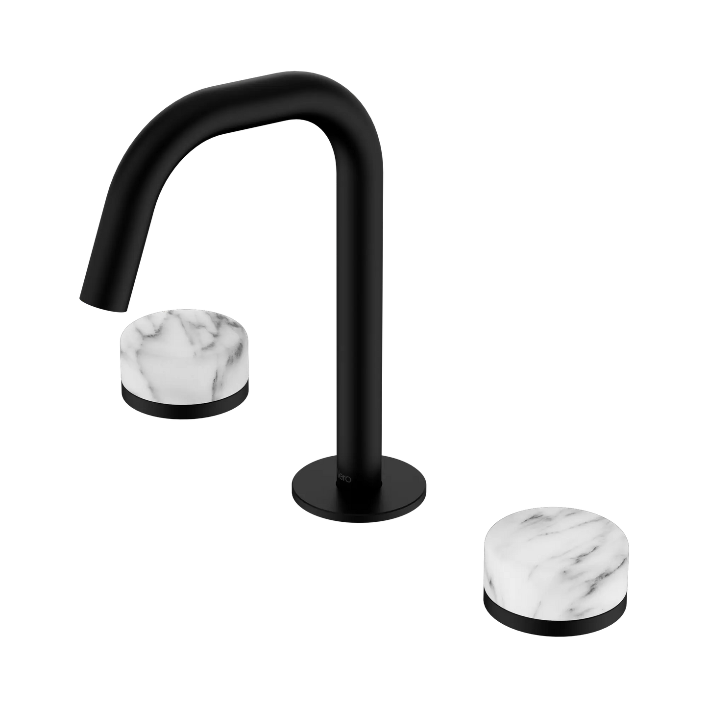 Serenity Basin Set Edge Spout With Arabescato Corchia Handle Matte Black