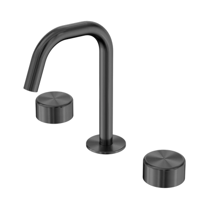 Serenity Basin Set Edge Spout With Metal Handle Gun Metal