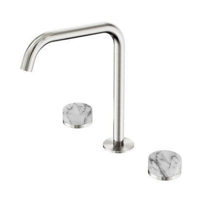 Serenity Bath/Kitchen Set Edge Spout With Arabescato Corchia Handle Brushed Nickel