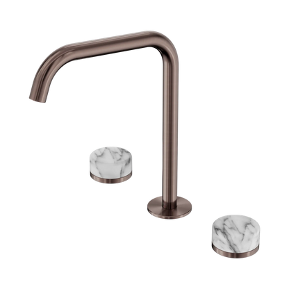 Serenity Bath/Kitchen Set Edge Spout With Arabescato Corchia Handle Brushed Bronze