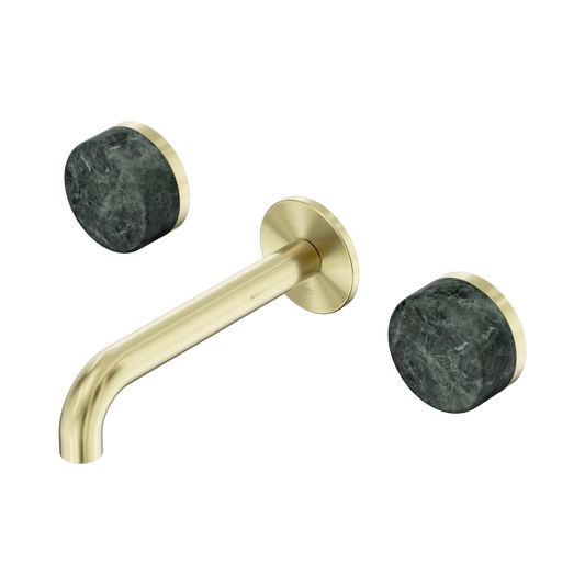 Serenity Wall Basin Set 160mm Spout With Verde Alpi Handle Brushed Gold