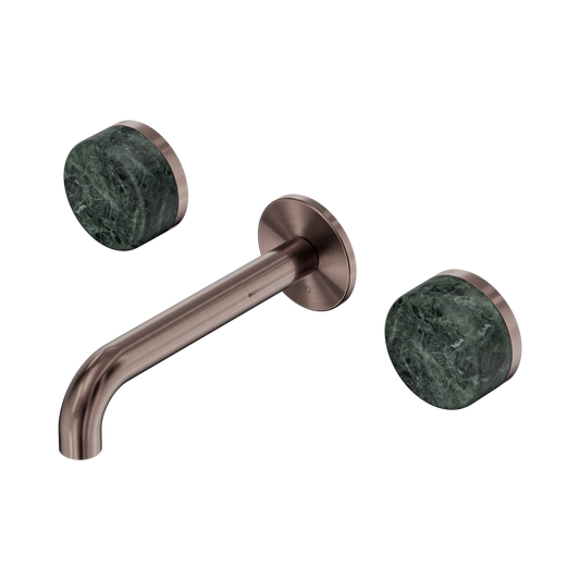 Serenity Wall Basin Set 160mm Spout With Verde Alpi Handle Brushed Bronze
