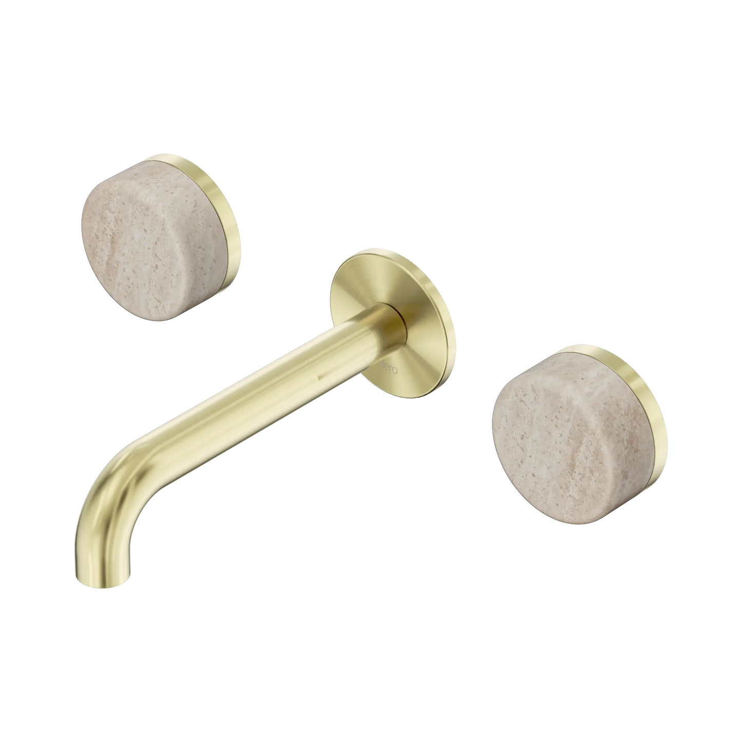 Serenity Wall Basin Set 160mm Spout With Rome Travertine Handle Brushed Gold