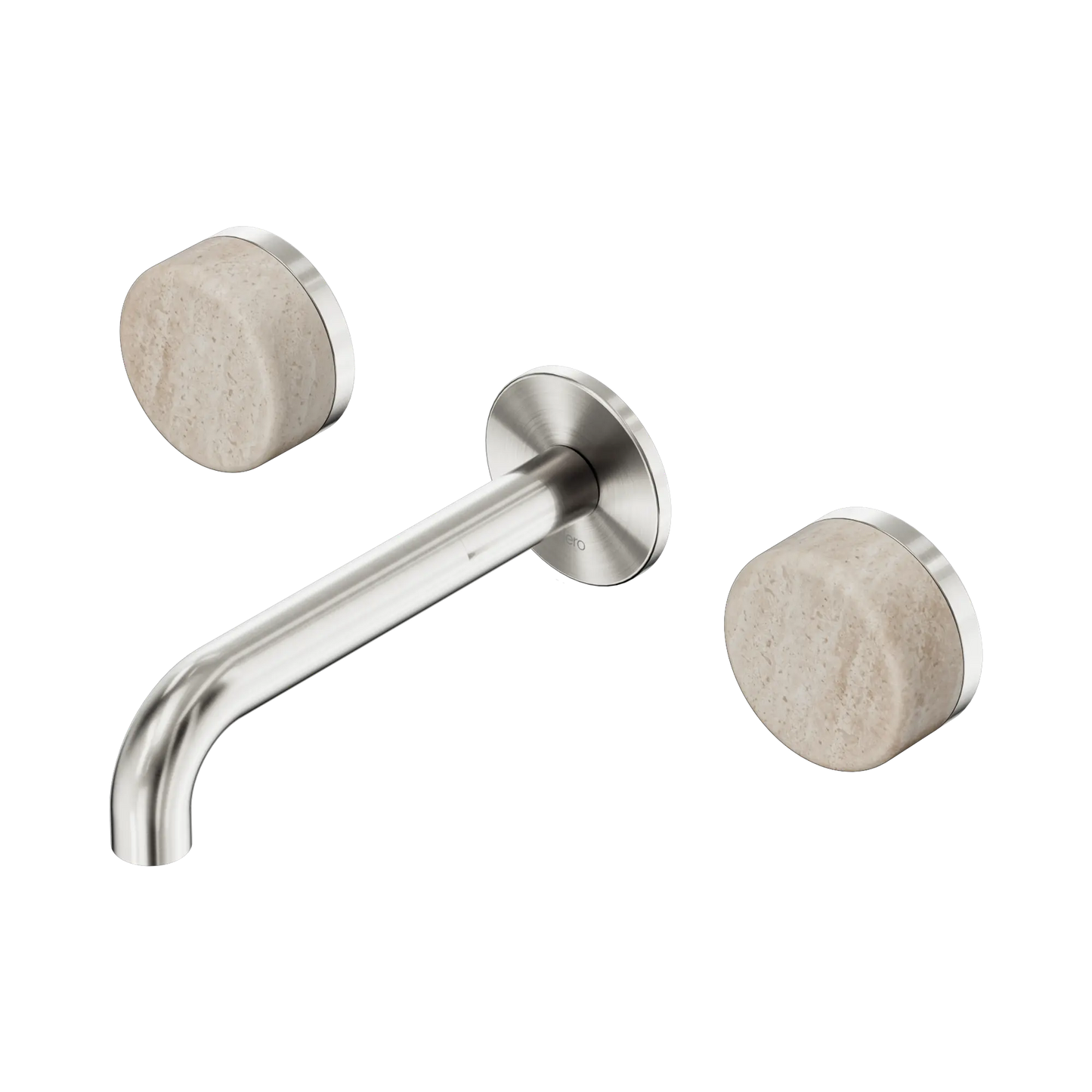 Serenity Wall Basin Set 160mm Spout With Rome Travertine Handle Brushed Nickel