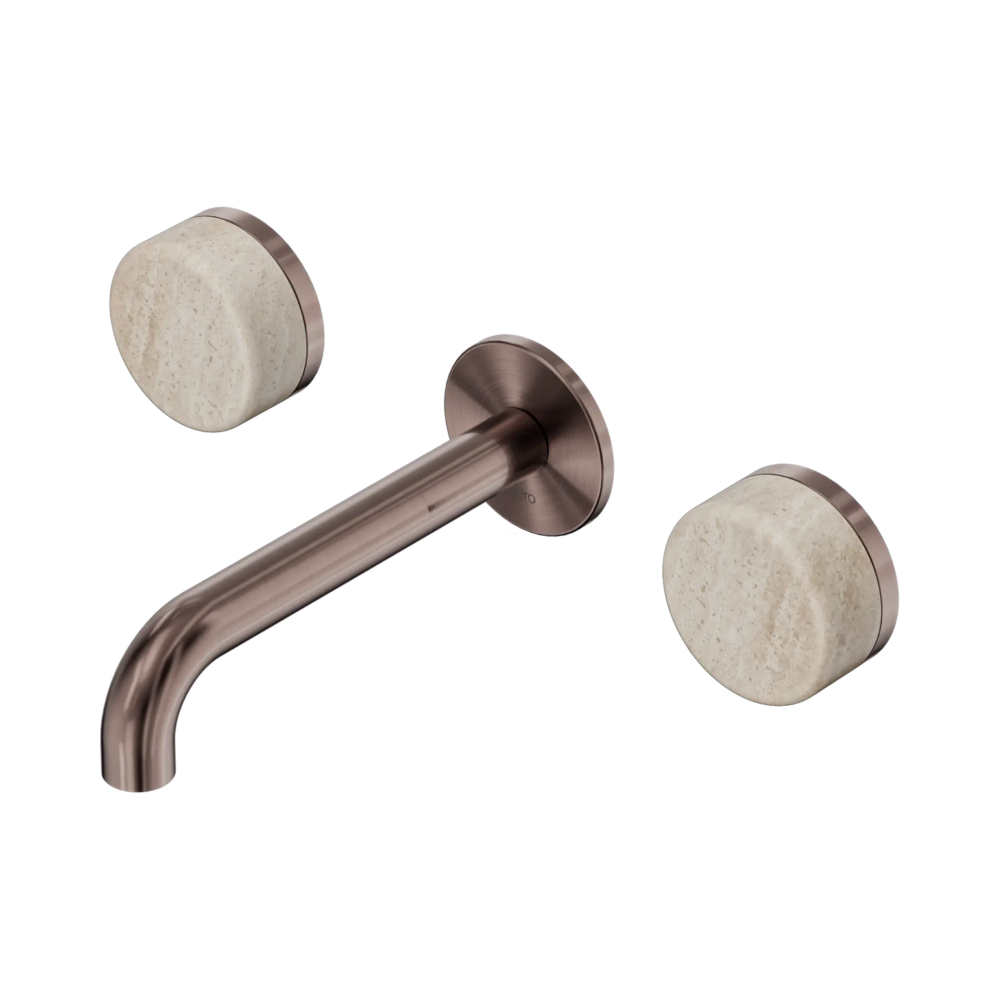 Serenity Wall Basin Set 160mm Spout With Rome Travertine Handle Brushed Bronze