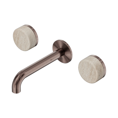 Serenity Wall Basin Set 160mm Spout With Rome Travertine Handle Brushed Bronze