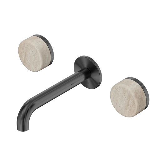 Serenity Wall Basin Set 160mm Spout With Rome Travertine Handle Gun Metal