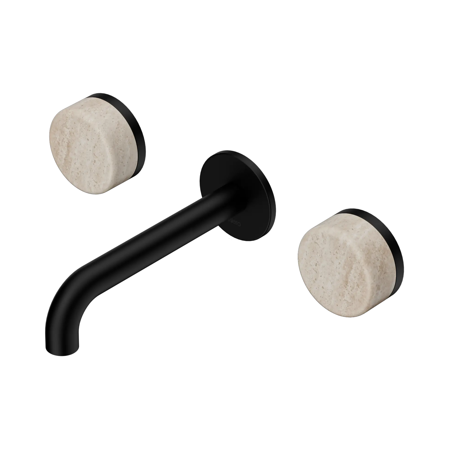 Serenity Wall Basin Set 160mm Spout With Rome Travertine Handle Matte Black