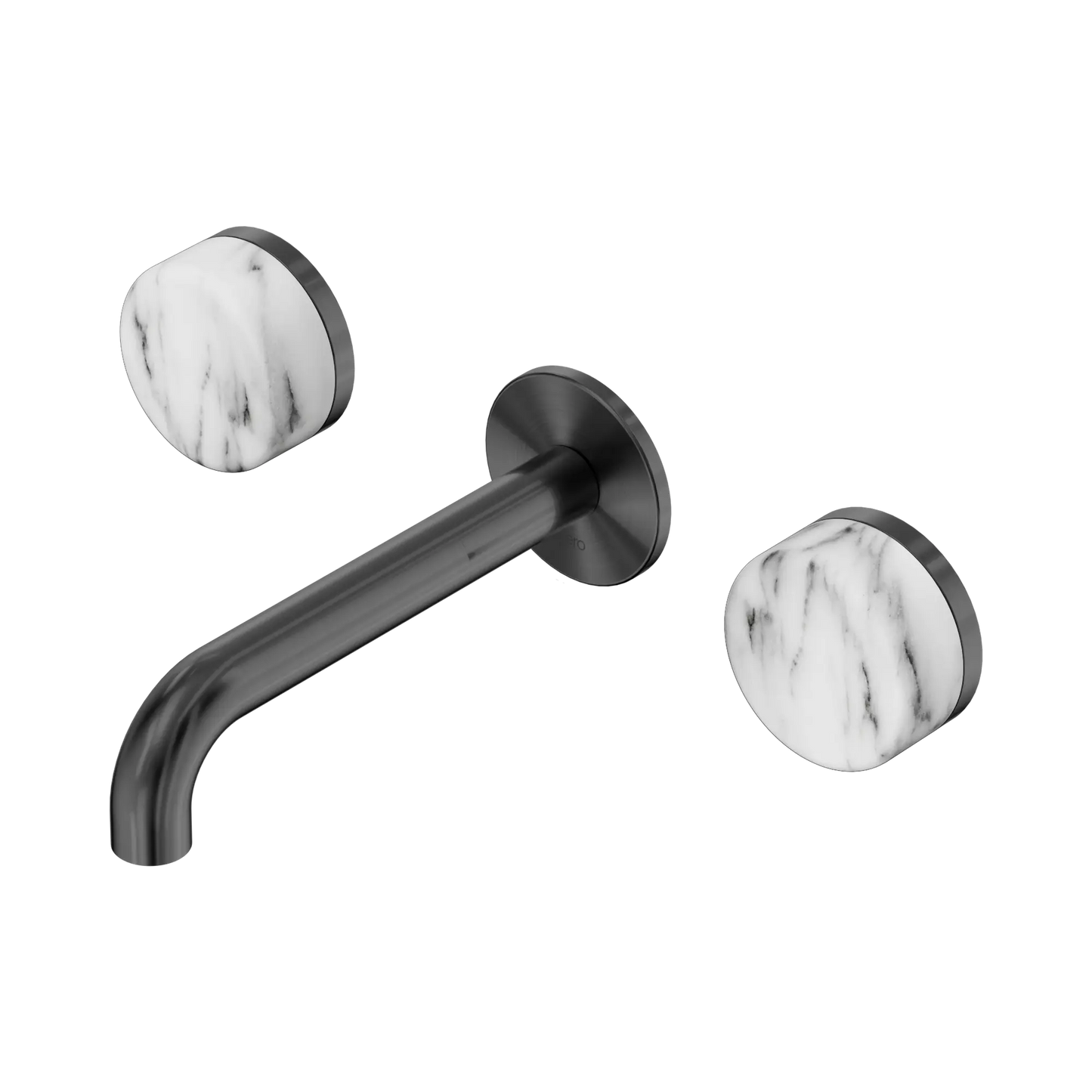 Serenity Wall Basin Set 160mm Spout With Arabescato Corchia Handle Gun Metal