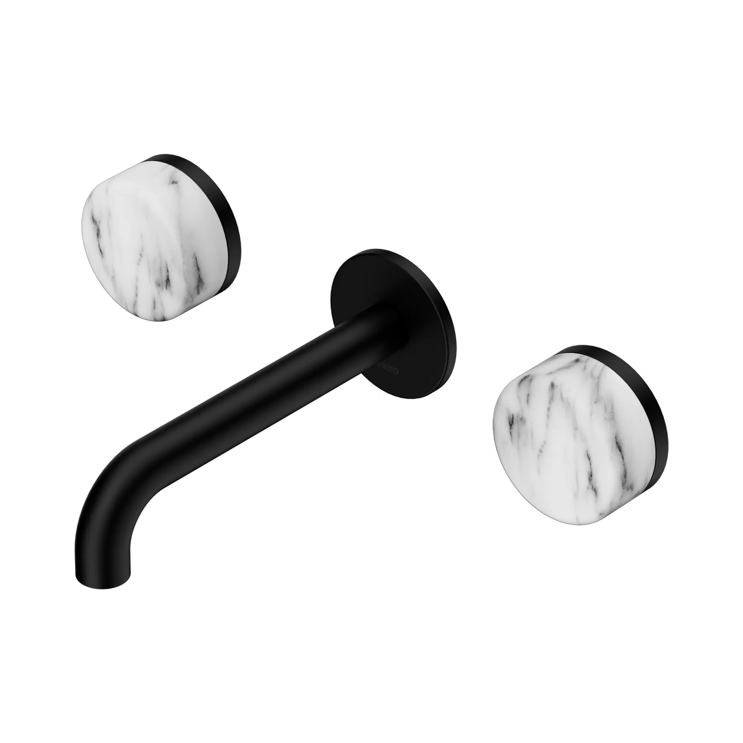 Serenity Wall Basin Set 160mm Spout With Arabescato Corchia Handle Matte Black