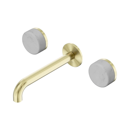 Serenity Wall Basin Set 185mm Spout With Carrara Handle Brushed Gold