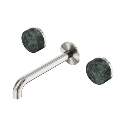 Serenity Wall Basin Set 185mm Spout With Verde Alpi Handle Brushed Nickel