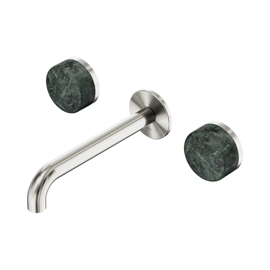 Serenity Wall Basin Set 185mm Spout With Verde Alpi Handle Brushed Nickel
