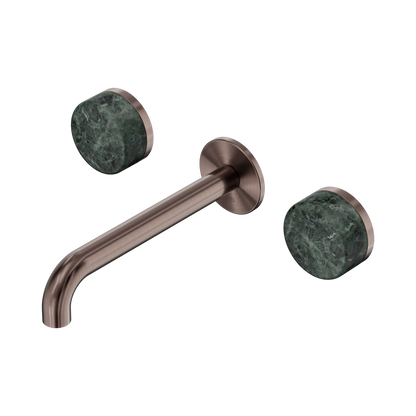 Serenity Wall Basin Set 185mm Spout With Verde Alpi Handle Brushed Bronze