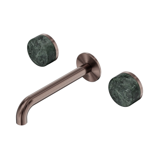 Serenity Wall Basin Set 185mm Spout With Verde Alpi Handle Brushed Bronze