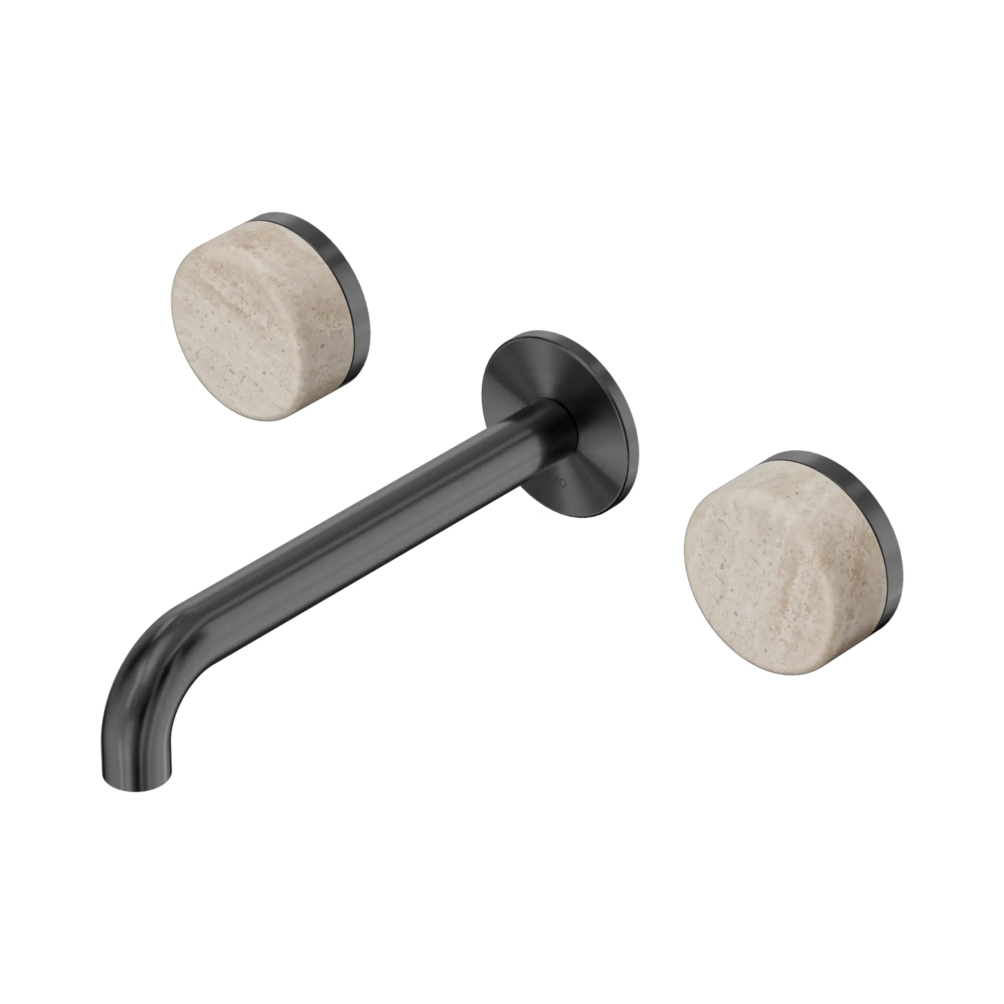 Serenity Wall Basin Set 185mm Spout With Rome Travertine Handle Gun Metal
