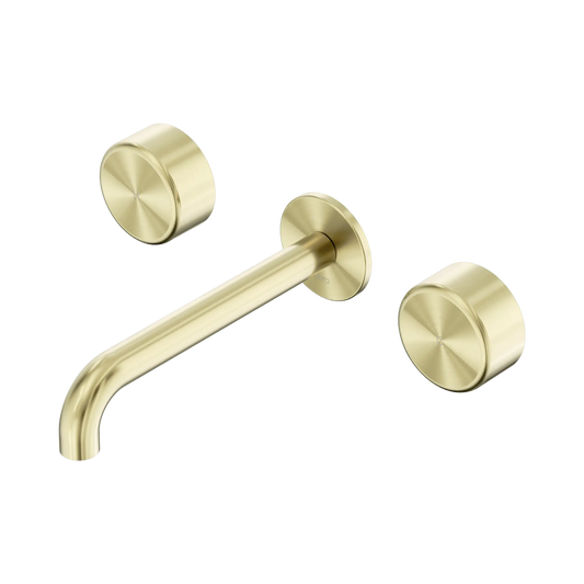 Serenity Wall Basin Set 185mm Spout With Metal Handle Brushed Gold