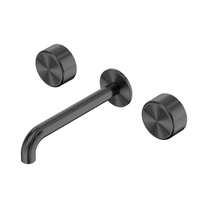 Serenity Wall Basin Set 185mm Spout With Metal Handle Gun Metal
