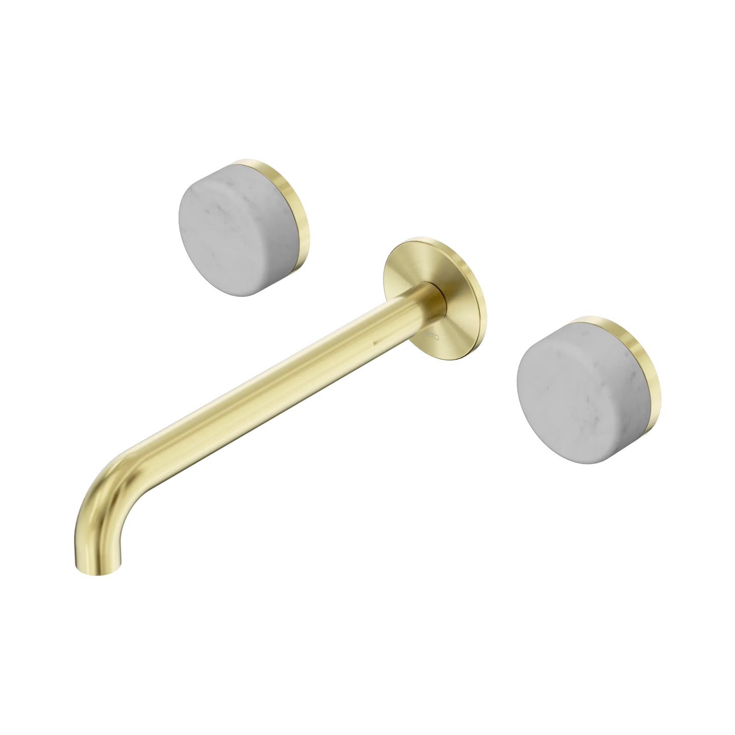 Serenity Wall Basin Set 220mm Spout With Carrara Handle Brushed Gold
