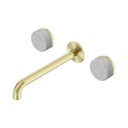Serenity Wall Basin Set 220mm Spout With Carrara Handle Brushed Gold