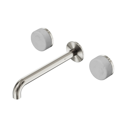 Serenity Wall Basin Set 220mm Spout With Carrara Handle Brushed Nickel