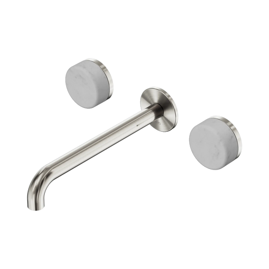 Serenity Wall Basin Set 220mm Spout With Carrara Handle Brushed Nickel