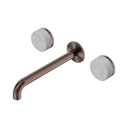 Serenity Wall Basin Set 220mm Spout With Carrara Handle Brushed Bronze