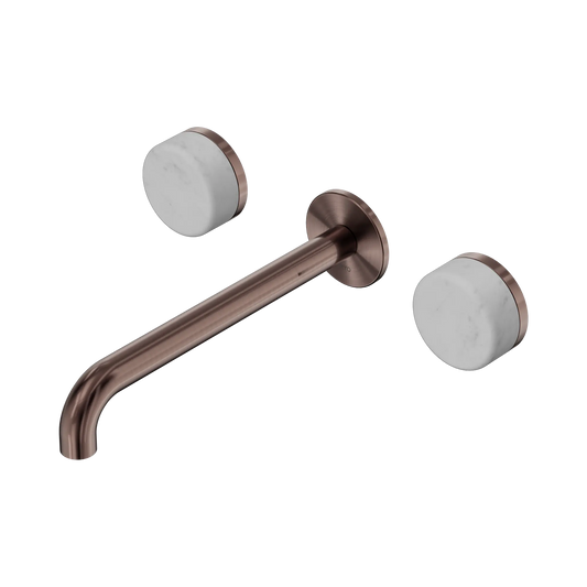 Serenity Wall Basin Set 220mm Spout With Carrara Handle Brushed Bronze
