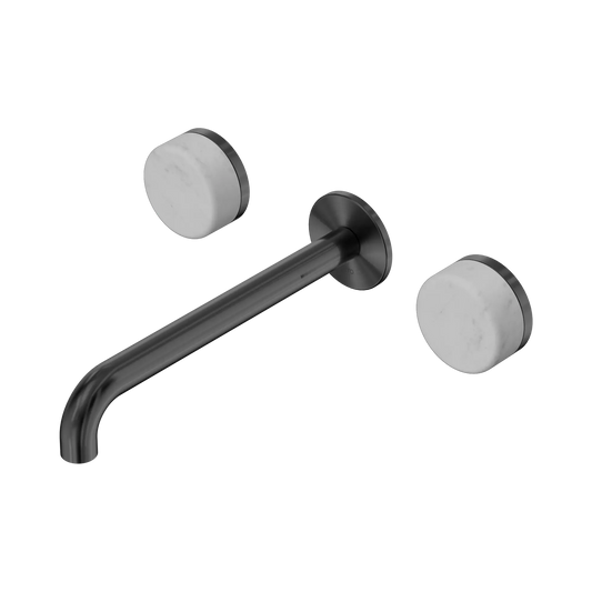 Serenity Wall Basin Set 220mm Spout With Carrara Handle Gun Metal