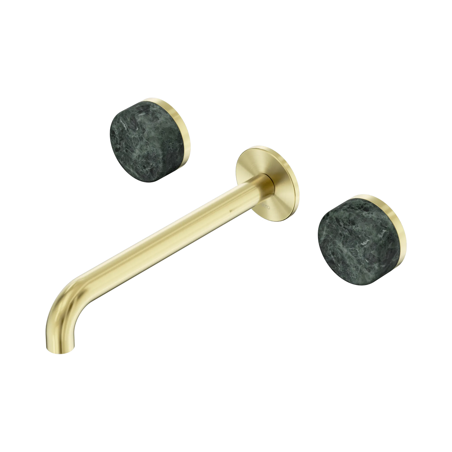 Serenity Wall Basin Set 220mm Spout With Verde Alpi Handle Brushed Gold