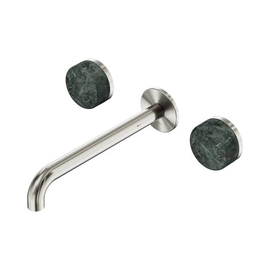 Serenity Wall Basin Set 220mm Spout With Verde Alpi Handle Brushed Nickel