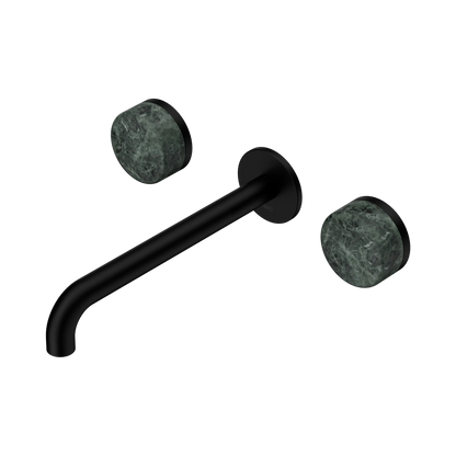 Serenity Wall Basin Set 220mm Spout With Verde Alpi Handle Matte Black