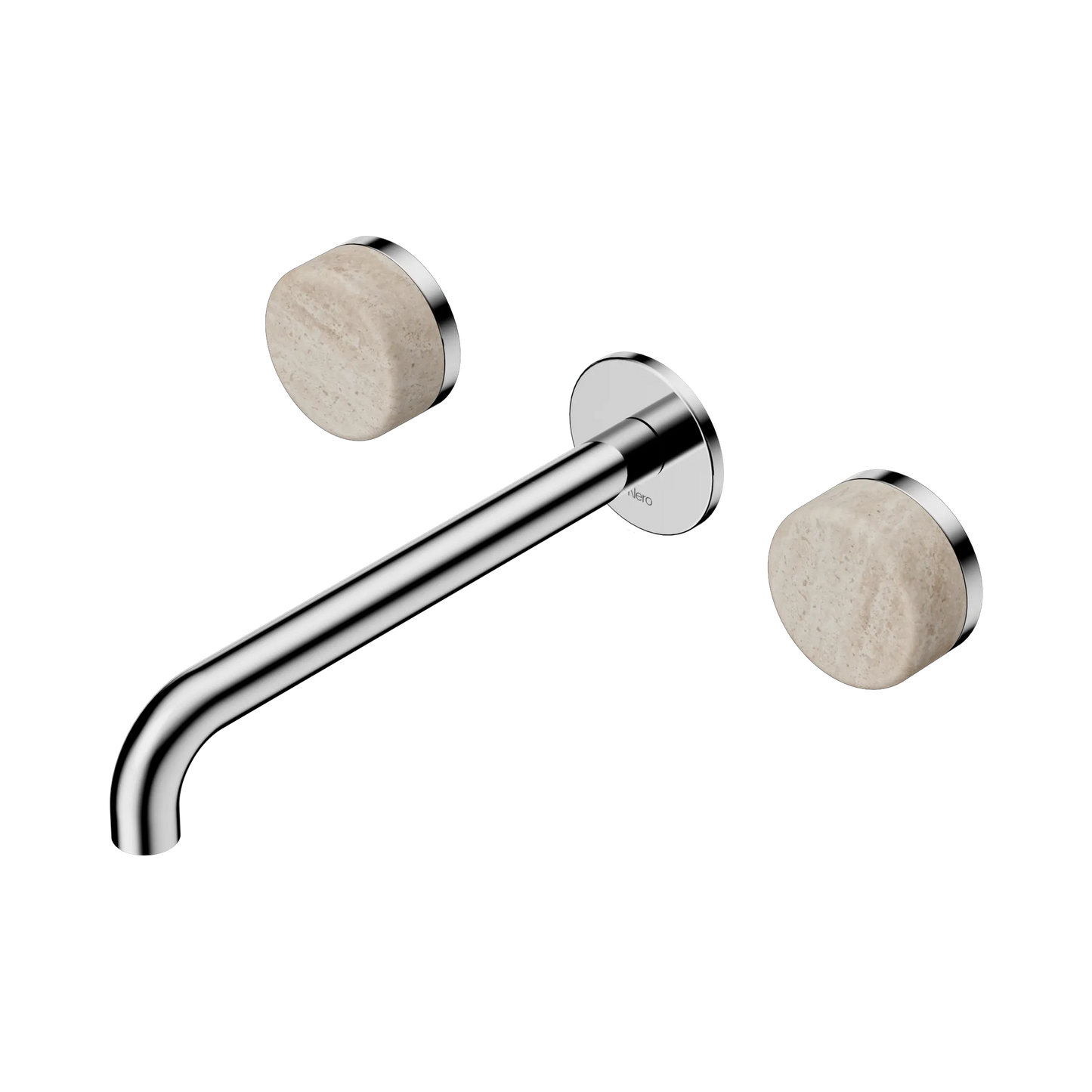 Serenity Wall Basin Set 220mm Spout With Rome Travertine Handle Chrome