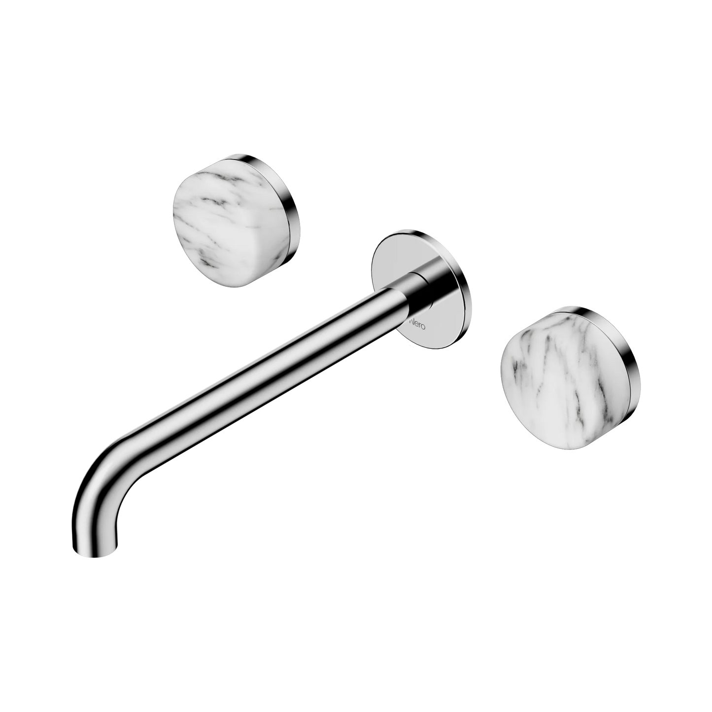 Serenity Wall Basin Set 220mm Spout With Arabescato Corchia Handle Chrome