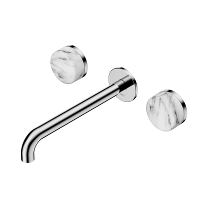 Serenity Wall Basin Set 220mm Spout With Arabescato Corchia Handle Chrome