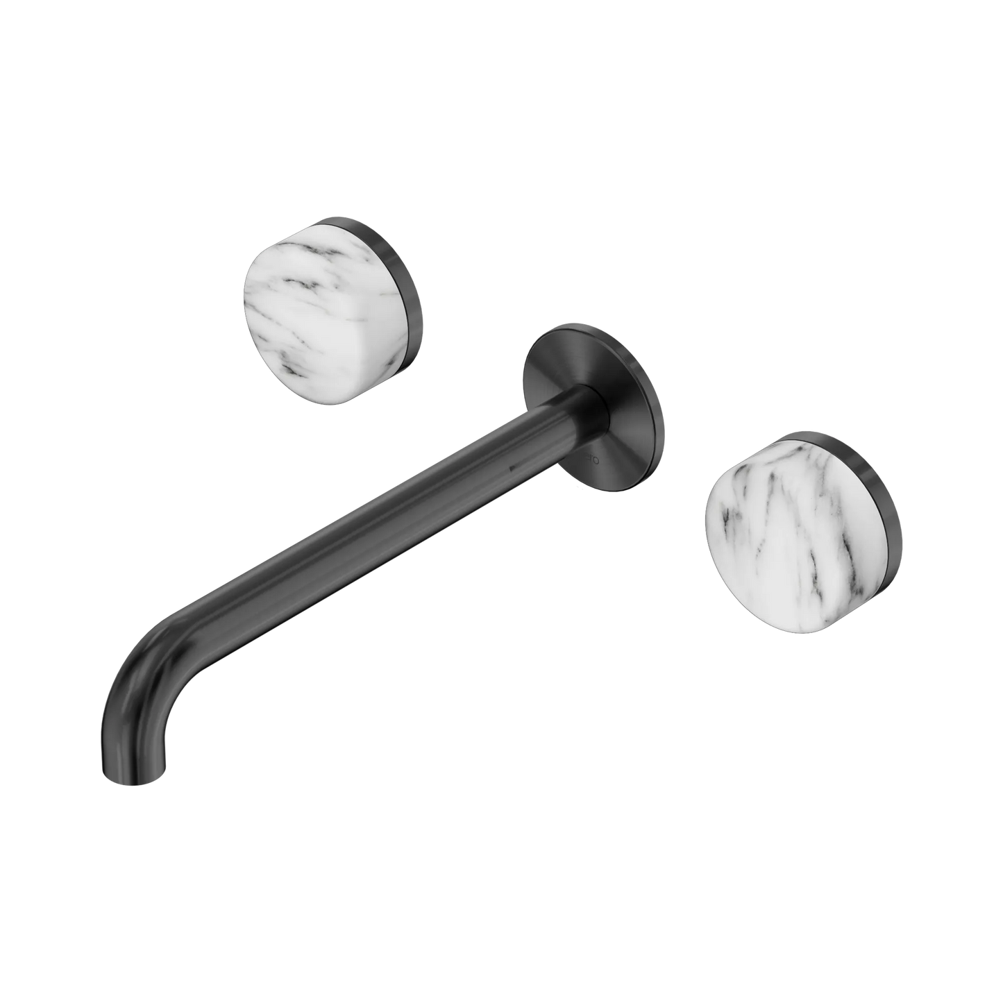 Serenity Wall Basin Set 220mm Spout With Arabescato Corchia Handle Gun Metal