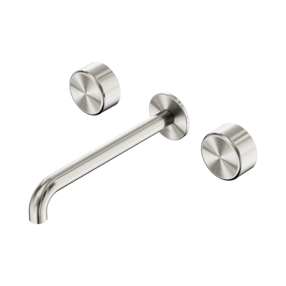 Serenity Wall Basin Set 220mm Spout With Metal Handle Brushed Nickel