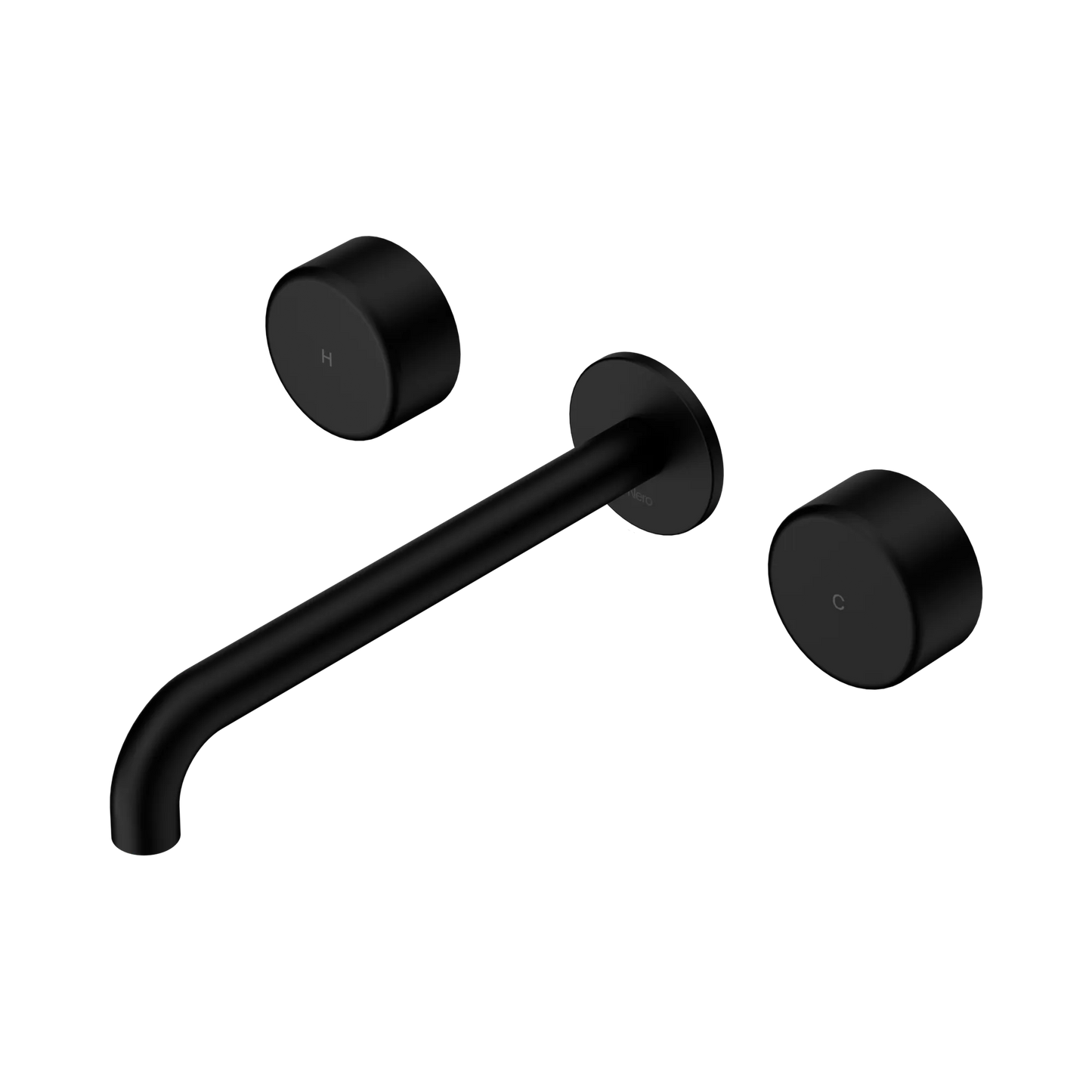 Serenity Wall Basin Set 220mm Spout With Metal Handle Matte Black
