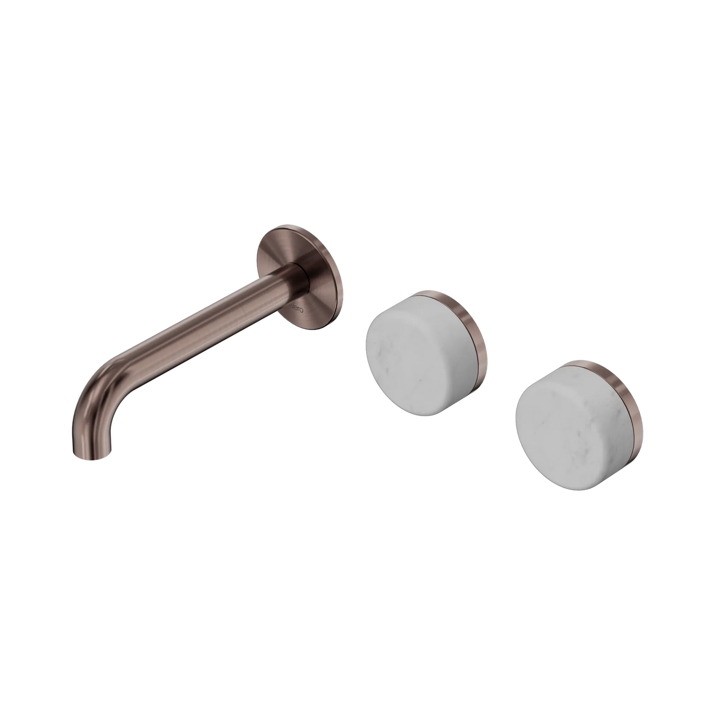 Serenity Wall Basin Set 160mm Offset Spout With Carrara Handle Brushed Bronze