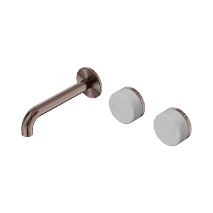 Serenity Wall Basin Set 160mm Offset Spout With Carrara Handle Brushed Bronze