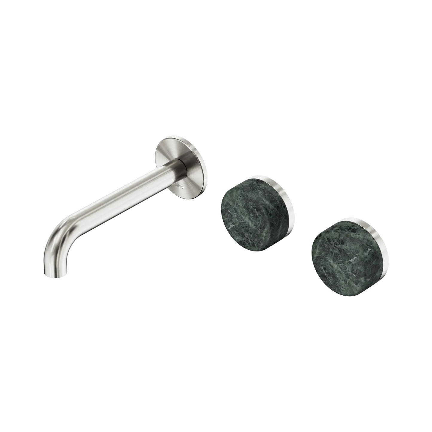Serenity Wall Basin Set 160mm Offset Spout With Verde Alpi Handle Brushed Nickel