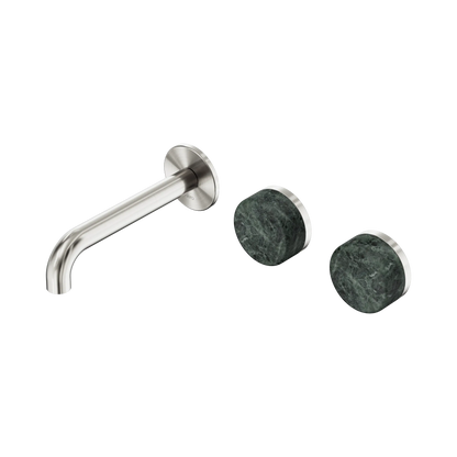 Serenity Wall Basin Set 160mm Offset Spout With Verde Alpi Handle Brushed Nickel