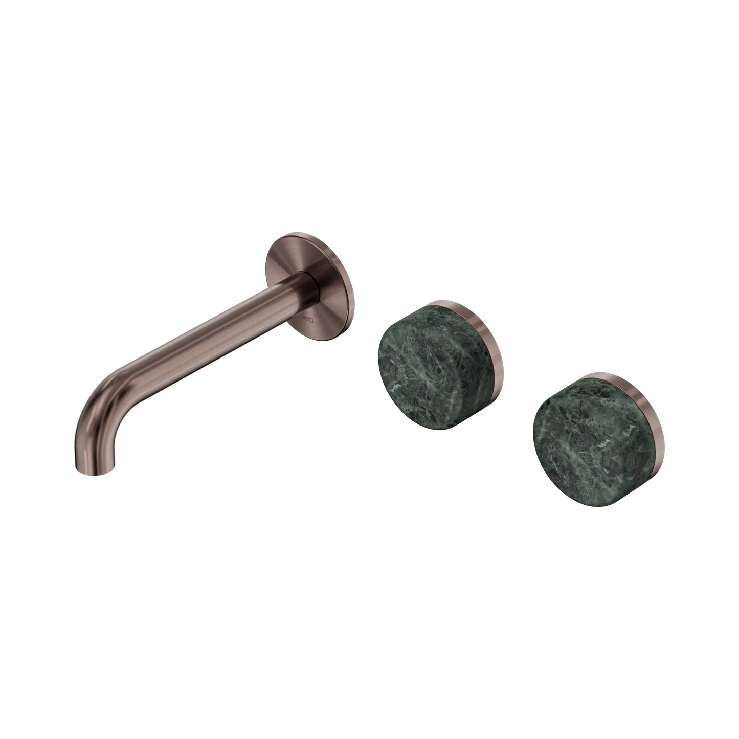 Serenity Wall Basin Set 160mm Offset Spout With Verde Alpi Handle Brushed Bronze