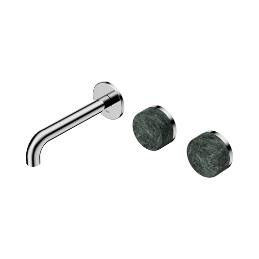 Serenity Wall Basin Set 160mm Offset Spout With Verde Alpi Handle Chrome
