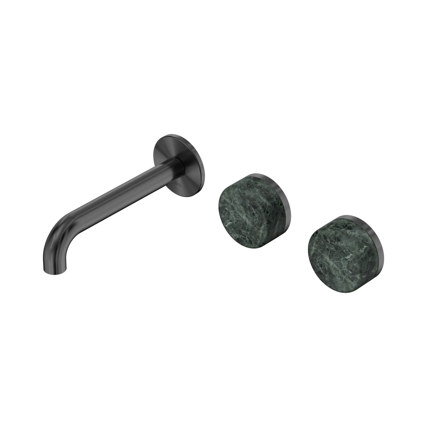 Serenity Wall Basin Set 160mm Offset Spout With Verde Alpi Handle Gun Metal