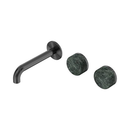 Serenity Wall Basin Set 160mm Offset Spout With Verde Alpi Handle Gun Metal