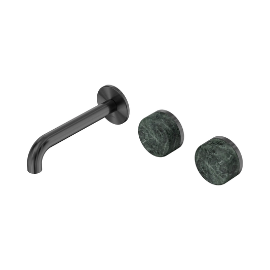 Serenity Wall Basin Set 160mm Offset Spout With Verde Alpi Handle Gun Metal