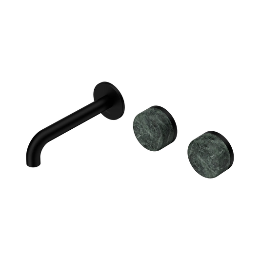 Serenity Wall Basin Set 160mm Offset Spout With Verde Alpi Handle Matte Black
