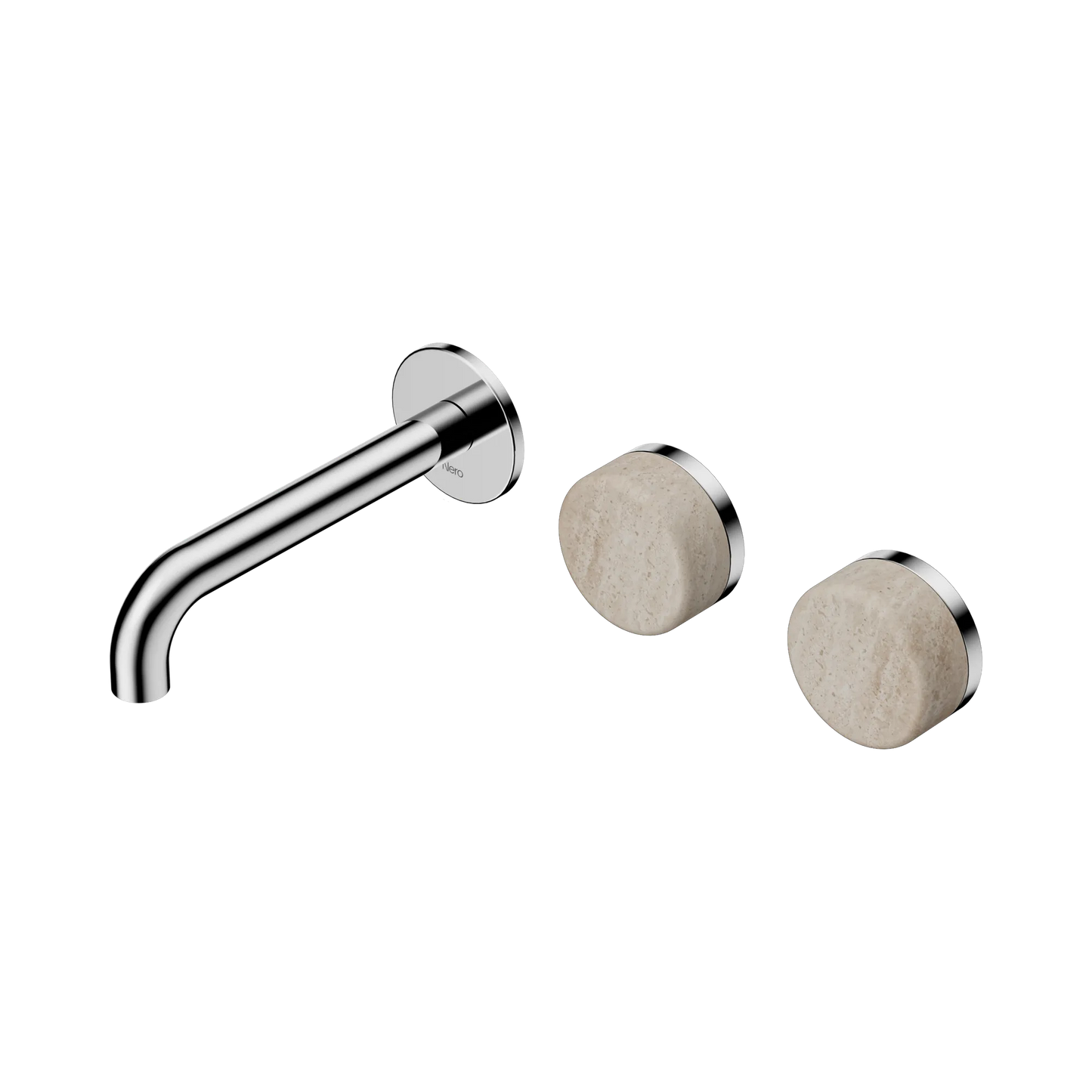 Serenity Wall Basin Set 160mm Offset Spout With Rome Travertine Handle Chrome