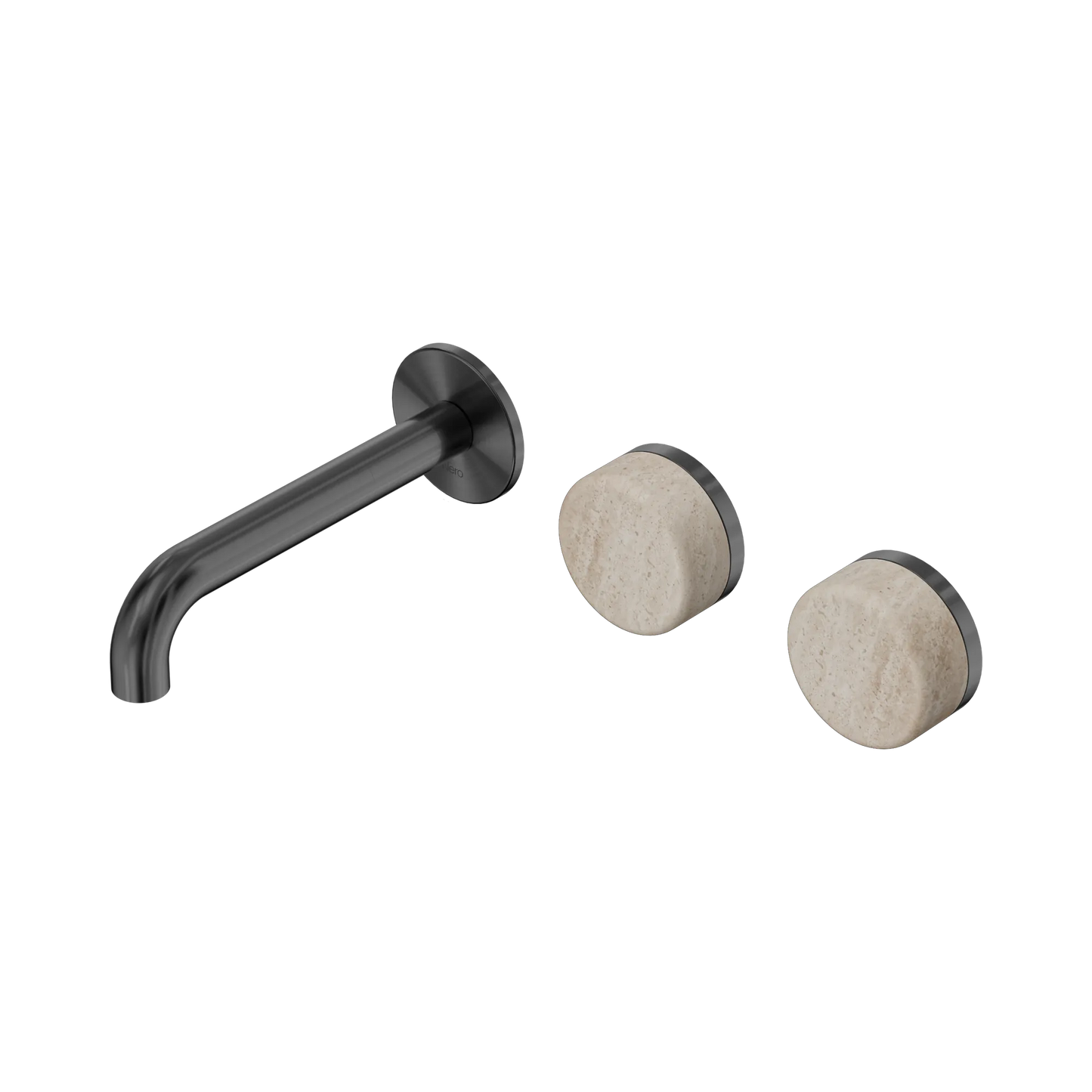 Serenity Wall Basin Set 160mm Offset Spout With Rome Travertine Handle Gun Metal